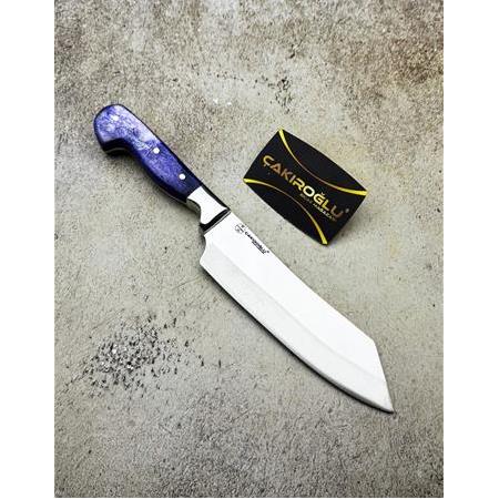 EL YAPIMI SINIRLI ÖZEL ÜRETİM EPOKSİ KABZELİ PROFESYONEL SANTOKU ŞEF AŞÇI BIÇAĞI KOD:CKR555-02