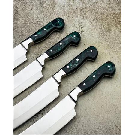 EL YAPIMI SINIRLI ÖZEL ÜRETİM EPOKSİ KABZELİ PROFESYONEL SANTOKU ŞEF AŞÇI BIÇAĞI KOD:CKR555-03