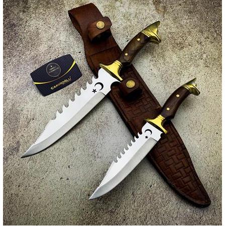 EL YAPIMI YERLİ ÜRETİM AY YILDIZLI VE KURT BAŞLI ÖZEL ÜRETİM BABA OĞUL AV KAMP BIÇAĞI KOD:CKR320-26