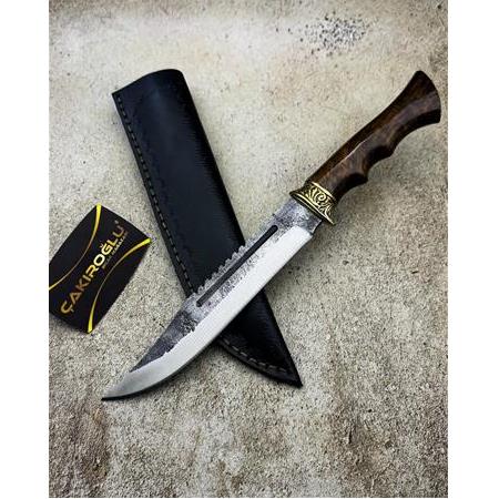 EL YAPIMI ÖZEL ÜRETİM DÖVME ÇELİK PİRİNÇ BALÇAKLI KASATURA AVCI AV KAMP BIÇAĞI KOD:CKR3019-04