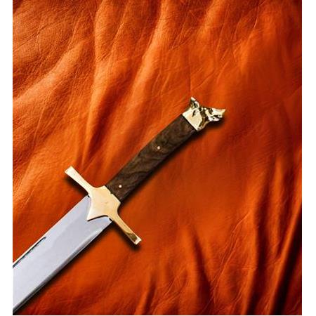 EL YAPIMI YERLİ ÜRETİM KURT BAŞLI KÖK CEVİZ KABZELİ 75 CM FATİH KILICI KOD:CKR478