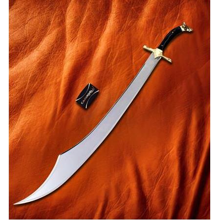 EL YAPIMI YERLİ ÜRETİM KURT BAŞLI MİKA (PLEKSİGLAS) KABZELİ 85 CM SİMBAT KILICI KOD:CKR165-02