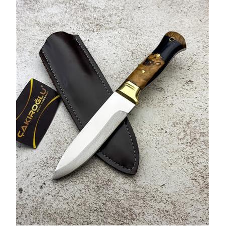 EL YAPIMI YERLİ ÜRETİM EPOKSİ HİBRİT KABZELİ PİRİNÇ BALÇAKLI BUSHCRAFT AV KAMP BIÇAĞI KOD:CKR503-08