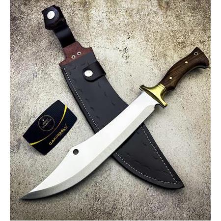 EL YAPIMI YERLİ ÜRETİM PİRİNÇ BALÇAKLI ABBAS MODEL SALLAMA PALA KAMP BIÇAĞI KOD:CKR504