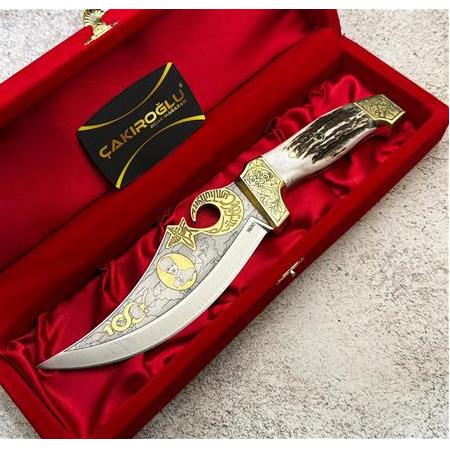 EL YAPIMI ÜST DÜZEY, ÖZEL KOLEKSİYONLUK 100.YIL ANISINA N690 ÇELİK ALTIN İŞLEMELİ ŞAHESER KOD:CKR836