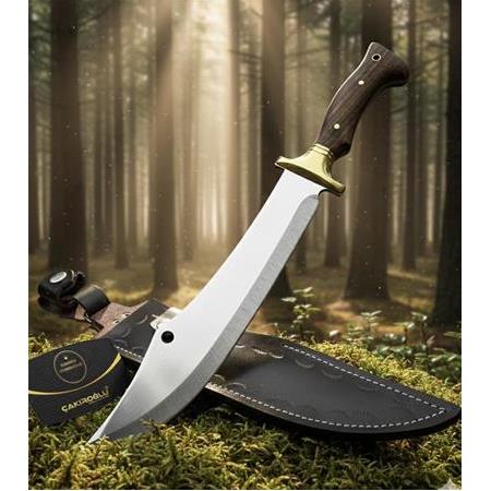 EL YAPIMI YERLİ ÜRETİM PİRİNÇ BALÇAKLI ABBAS MODEL SALLAMA PALA KAMP BIÇAĞI KOD:CKR504