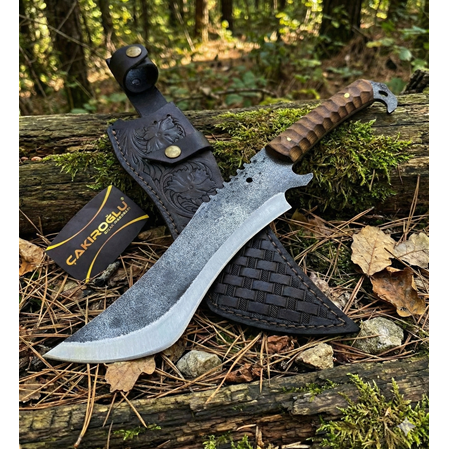 EL YAPIMI KARTAL BAŞ ÜST DÜZEY ÖZEL ÜRETİM DÖVME ÇELİK AĞIR HİZMET BIÇAĞI (SALLAMA) PALA KOD:3029