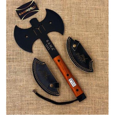 EL YAPIMI YERLİ ÜRETİM GAMA 1005 SERİ DÖVME KARBON ÇELİK ÇİFT AĞIZLI AVCI AV KAMP BALTASI KOD:CKR776