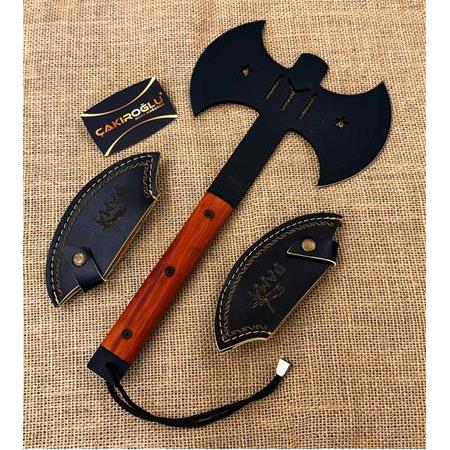 EL YAPIMI YERLİ ÜRETİM GAMA 1005 SERİ DÖVME KARBON ÇELİK ÇİFT AĞIZLI AVCI AV KAMP BALTASI KOD:CKR776