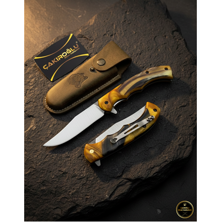 El Yapımı Özel Tek Elle Açılabilir Kemer Klipsli, İçten Kilit Mekanizmalı Av Kamp Çakısı