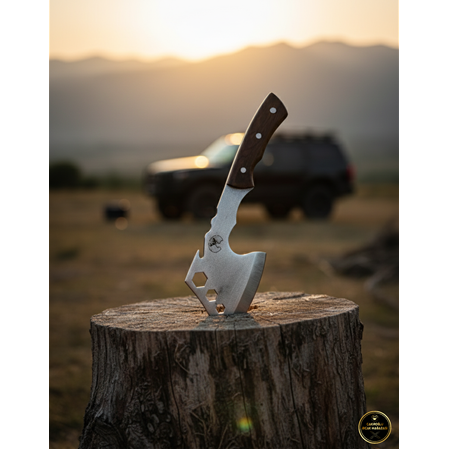 EL YAPIMI TAMAMEN YERLİ ÜRETİM PASLANMAZ ÇELİK GEYİK MOTİFLİ AVCI AV KAMP BALTASI KOD:CKR521-03