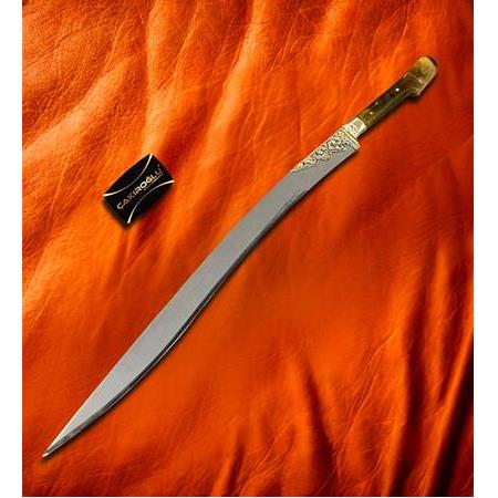 EL YAPIMI YERLİ ÜRETİM 3 BOY SEÇENEKLİ BOYNUZ (KEMİK) KABZELİ YATAĞAN PALASI KOD:CKR168-03