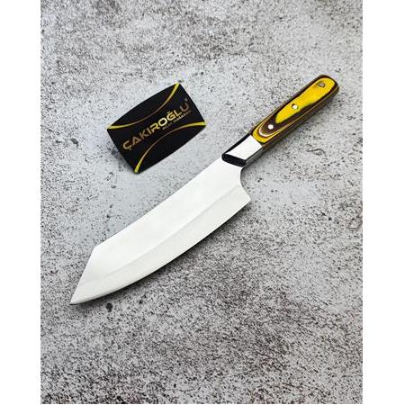 EL YAPIMI YERLİ ÜRETİM İŞLEMELİ VERZALİT KABZELİ SANTOKU PROFESYONEL ŞEF AŞÇI BIÇAĞI KOD:CKR372/07