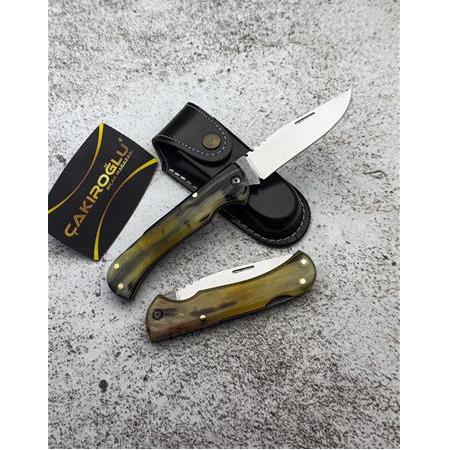 EL YAPIMI KİLİT MEKANİZMALI 4116 ÇELİK KÜÇÜK BOY BOYNUZ (KEMİK) KABZE AV KAMP ÇAKISI KOD:0735-03