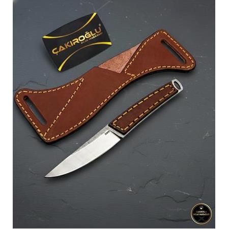 El Yapımı Sıradışı Tamamen Özel Üretim N690 Böhler Deri Kabze Ve Deri Kılıflı Kamp Bıçağı