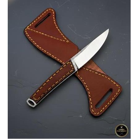 El Yapımı Sıradışı Tamamen Özel Üretim N690 Böhler Deri Kabze Ve Deri Kılıflı Kamp Bıçağı