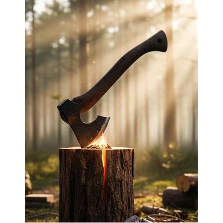 EL YAPIMI ÖZEL ÜRETİM 60ST YÜKSEK MANGANLI DÖVME ÇELİK DERİ KILIFLI AVCI AV KAMP BALTASI KOD:CKR654