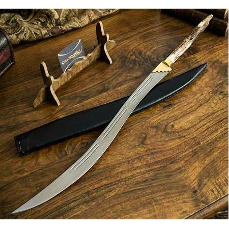 El Yapımı Yerli Özel Üretim Geyik Boynuzu Kabzeli Laz Yatağan Palası Ckr577-07