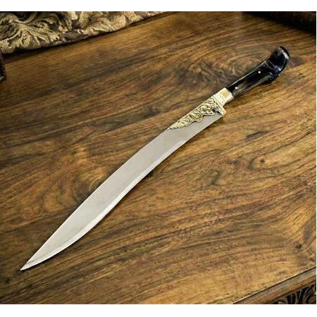 EL YAPIMI YERLİ ÜRETİM 3 BOY SEÇENEKLİ BOYNUZ (KEMİK) KABZELİ YATAĞAN PALASI KOD:CKR168-03