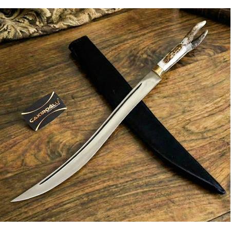 El Yapımı Yerli Özel Üretim Geyik Boynuzu Kabzeli Laz Yatağan Palası Ckr577-06