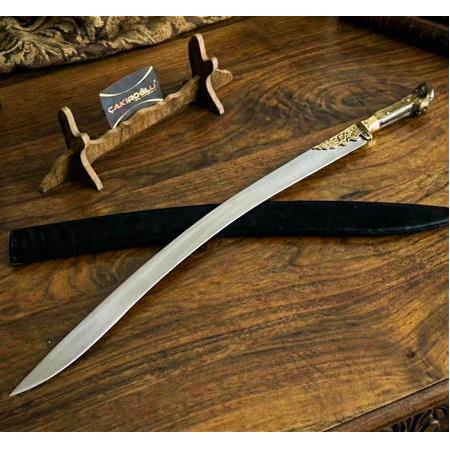 El Yapımı Yerli Üretim Ahşap Standlı Boynuz (Kemik) Kabzeli Yatağan Palası Ckr577-05