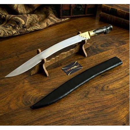 El Yapımı Yerli Üretim Ahşap Standlı Boynuz (Kemik) Kabzeli Yatağan Palası Ckr577-04