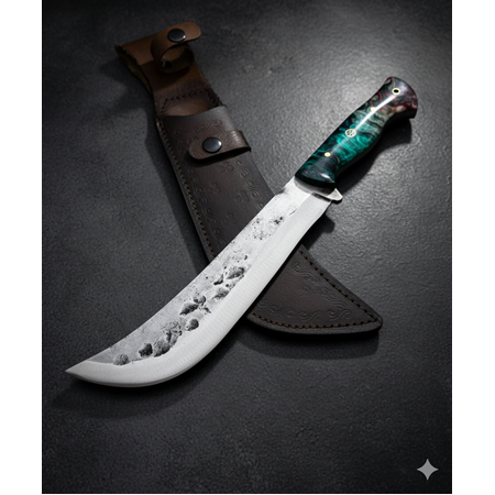 EL YAPIMI EPOKSİ KABZELİ DÖVME MAKAS ÇELİĞİNDEN ÖZEL ÜRETİM KÜÇÜK BOY SALLAMA (PALA) KOD:0530/03