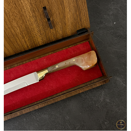 El Yapımı Yerli Üretim Hediyelik Ahşap Kutulu Boynuz (Kemik) Kabzeli Yatağan Palası Ckr859