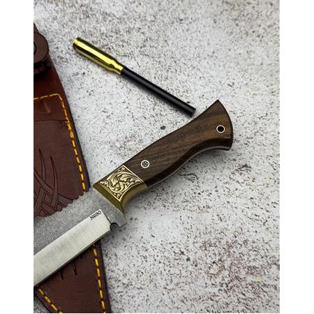 EL YAPIMI N690 BÖHLER ÇELİK GRAVÜR İŞLEME BALÇAKLI, MAGNEZYUM ÇUBUKLU AVCI AV KAMP BIÇAĞI KOD:CKR743