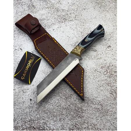 EL YAPIMI ÖZEL ÜRETİM TANTO N690 BÖHLER ÇELİK G10 KABZELİ AVCI AV KAMP BIÇAĞI KOD:CKR657-05