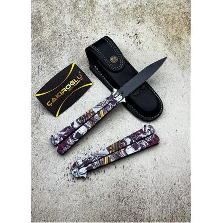 EL YAPIMI VE TAMAMEN İLK KEZ YERLİ ÜRETİM “TEK TABANCA SKULL” MODEL KELEBEK ÇAKI KOD:CKR424-07