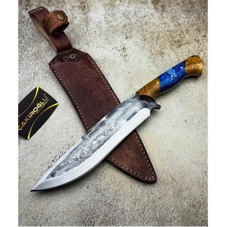 EL YAPIMI DÖVME ÇELİK EPOKSİ KABZELİ AĞIR HİZMET BIÇAĞI (SALLAMA) KOD:3027