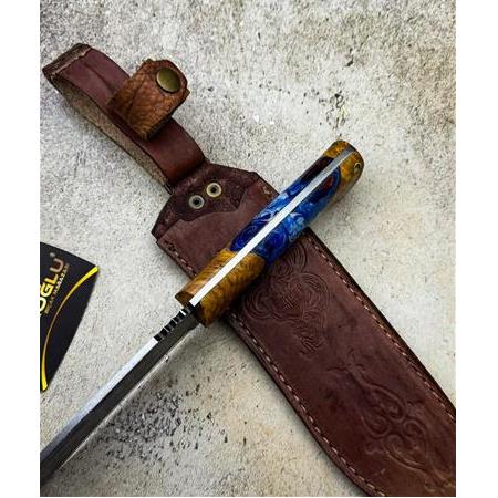 EL YAPIMI DÖVME ÇELİK EPOKSİ KABZELİ AĞIR HİZMET BIÇAĞI (SALLAMA) KOD:3027