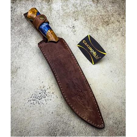 EL YAPIMI DÖVME ÇELİK EPOKSİ KABZELİ AĞIR HİZMET BIÇAĞI (SALLAMA) KOD:3027