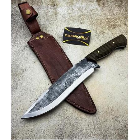 EL YAPIMI DÖVME ÇELİK ÖZEL ÜRETİM COMPACT KABZELİ AĞIR HİZMET BIÇAĞI (SALLAMA) KOD:3027-02