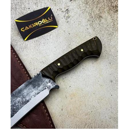 EL YAPIMI DÖVME ÇELİK ÖZEL ÜRETİM COMPACT KABZELİ AĞIR HİZMET BIÇAĞI (SALLAMA) KOD:3027-02