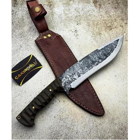 EL YAPIMI DÖVME ÇELİK ÖZEL ÜRETİM COMPACT KABZELİ AĞIR HİZMET BIÇAĞI (SALLAMA) KOD:3027-02
