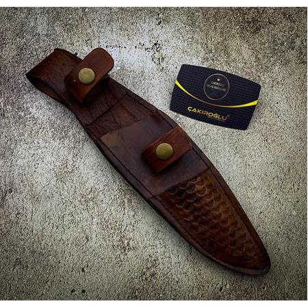 EL YAPIMI, EL DİKİMİ DERİ BABA OĞUL AV BIÇAĞI KILIFI KOD:KLF06