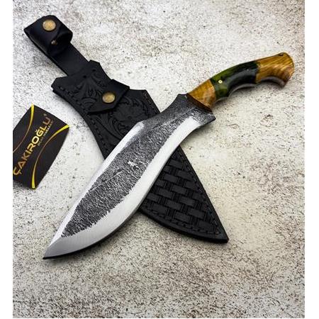EL YAPIMI DÖVME ÇELİK EPOKSİ HİBRİT KABZELİ AĞIR HİZMET BIÇAĞI KUKRİ (SALLAMA) KOD:CKR826