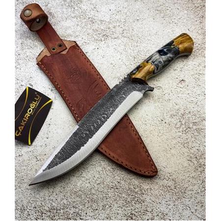 EL YAPIMI DÖVME ÇELİK EPOKSİ KABZELİ AĞIR HİZMET BIÇAĞI (SALLAMA) KOD:3027-06