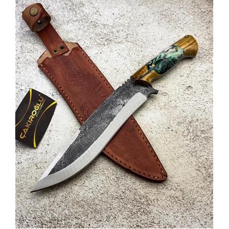 EL YAPIMI DÖVME ÇELİK EPOKSİ KABZELİ AĞIR HİZMET BIÇAĞI (SALLAMA) KOD:3027-04