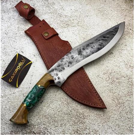 EL YAPIMI ÖZEL ÜRETİM EPOKSİ HİBRİT KABZELİ AĞIR HİZMET SALLAMA AV KAMP BIÇAĞI KOD:CKR330-03