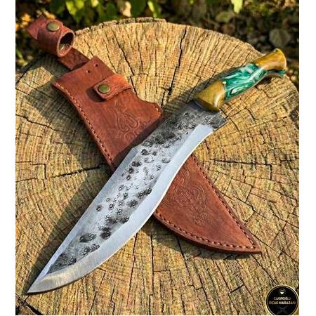 EL YAPIMI ÖZEL ÜRETİM EPOKSİ HİBRİT KABZELİ AĞIR HİZMET SALLAMA AV KAMP BIÇAĞI KOD:CKR330-03