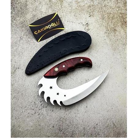 EL YAPIMI ÖZEL ÜRETİM EPOKSİ KEHRİBAR KABZELİ RİDDİCK BIÇAK KOD:0942-03