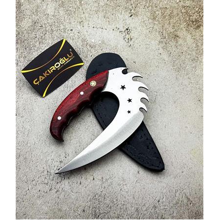 EL YAPIMI ÖZEL ÜRETİM EPOKSİ KEHRİBAR KABZELİ RİDDİCK BIÇAK KOD:0942-03