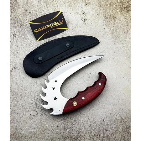 EL YAPIMI ÖZEL ÜRETİM EPOKSİ KEHRİBAR KABZELİ RİDDİCK BIÇAK KOD:0942-03