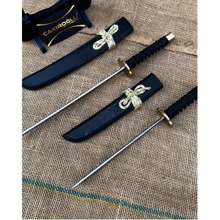 EL YAPIMI VE EL İŞÇİLİĞİ TAMAMEN ÖZEL ÜRETİM ORİJİNAL KINLI VE STANDLI 2’Lİ SET KATANA KOD:CKR455-11
