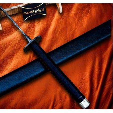 EL YAPIMI TAMAMEN ÜST DÜZEY VİP ÖZEL ÜRETİM DAMASCUS ÇELİK DERİ KIN’LI 90 CM KATANA KOD:CKR455-06