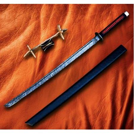 EL YAPIMI TAMAMEN ÜST DÜZEY VİP ÖZEL ÜRETİM DAMASCUS ÇELİK DERİ KIN’LI 90 CM KATANA KOD:CKR455-06