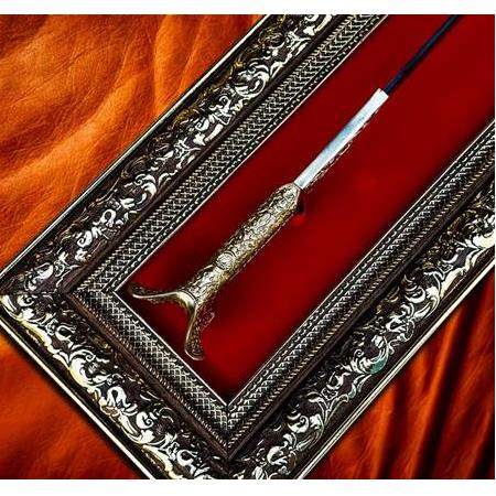 EL YAPIMI PREMİUM ÜST DÜZEY GOLD SERİSİ TABLOLU DAMASCUS ÇELİK BÜYÜK YATAĞAN PALASI KOD:CKR653-02